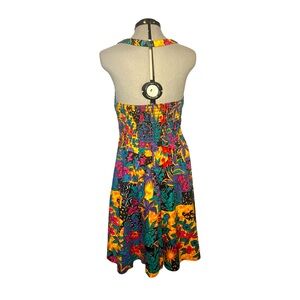 Hilo Hattie's Vintage 80s Hawaiian Circle Sun Dress Jaguar & Parrots Size XL-XXL